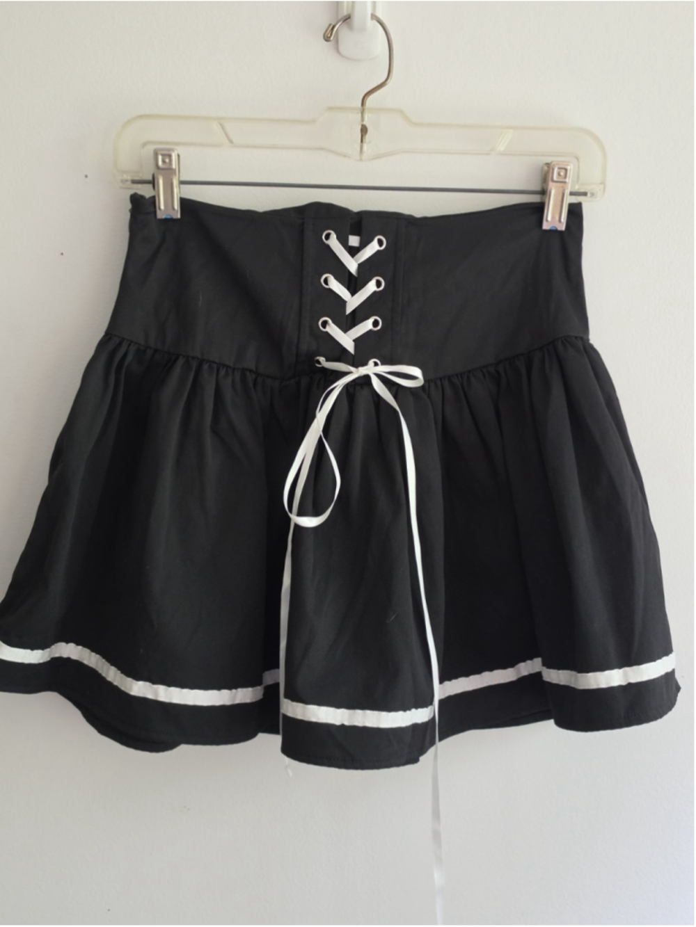 SHEIN Black Lace-Up Corset Pleated Mini Skirt Cosplay Costume XS Coquette